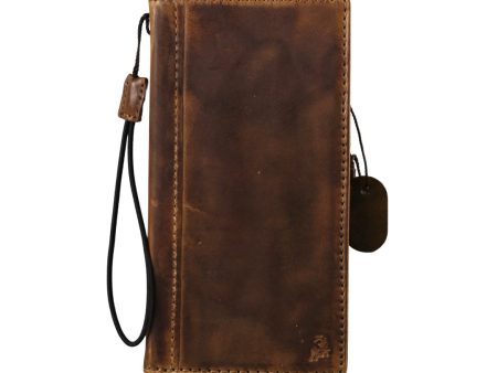 ARICHI Handmade Waxed Leather iPhone Case – Polished Sanded Finish, Vintage Style with White Stitching, for iPhone 11–16 Pro Max Wallet Cover Fashion