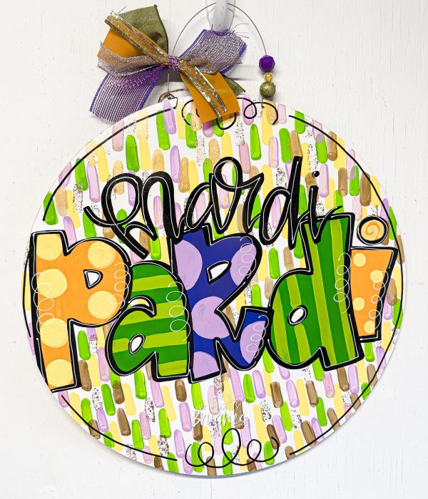 Mardi Pardi Round Doorhanger Discount