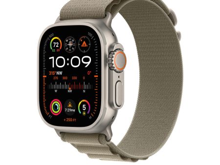 Apple Watch Ultra 2 GPS + Cellular, 49mm Titanium Case with Olive Alpine Loop – MRF03 (Large) Fashion