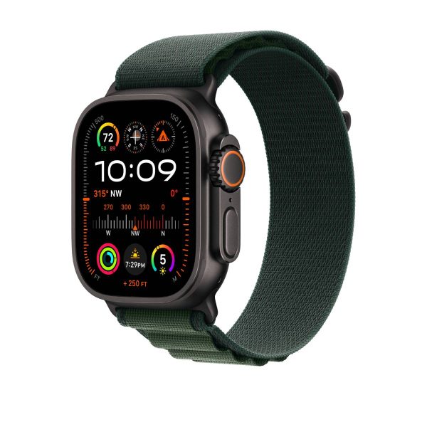 Apple Watch Ultra 2 GPS + Cellular, 49mm Black Titanium Case with Dark Green Alpine Loop – MX4T3 (L) Sale