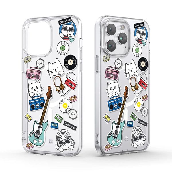 Case Studi Music Cat Case for iPhone 15 Pro (Clear) For Discount