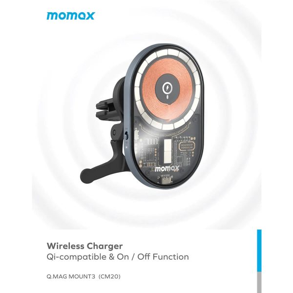 Momax Q.Mag Mount3 15W Magnetic Wireless Charing Car Mount Sale