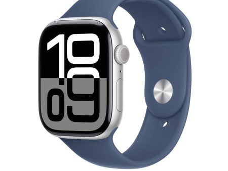 Apple Watch Series 10 GPS, 42 mm Silver Aluminium Case with Denim Sport Band – MWWC3 (M L) Discount