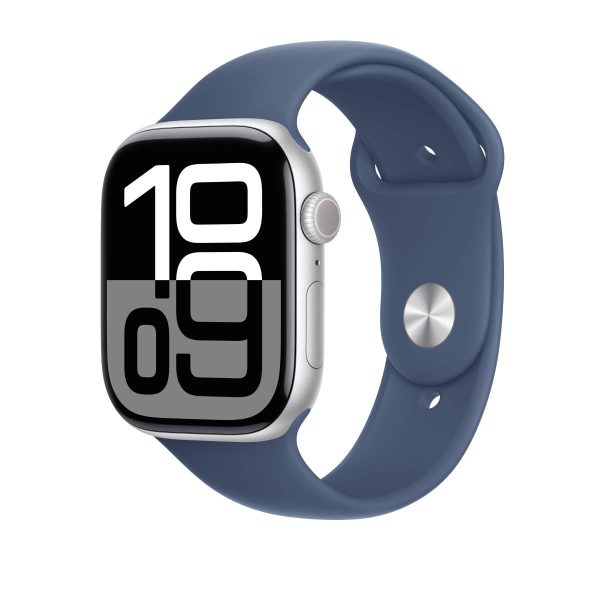 Apple Watch Series 10 GPS, 42 mm Silver Aluminium Case with Denim Sport Band – MWWC3 (M L) Discount