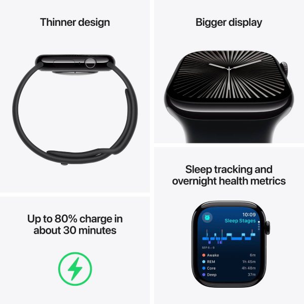 Apple Watch Series 10 GPS, 42 mm Jet Black Aluminium Case with Ink Sport Loop – MWWG3 For Discount