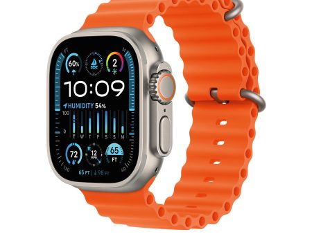 Apple Watch Ultra 2 GPS + Cellular, 49mm Titanium Case with Orange Ocean Band – MREH3 Supply