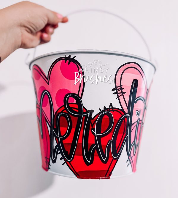 Valentines Painted Metal Bucket For Discount