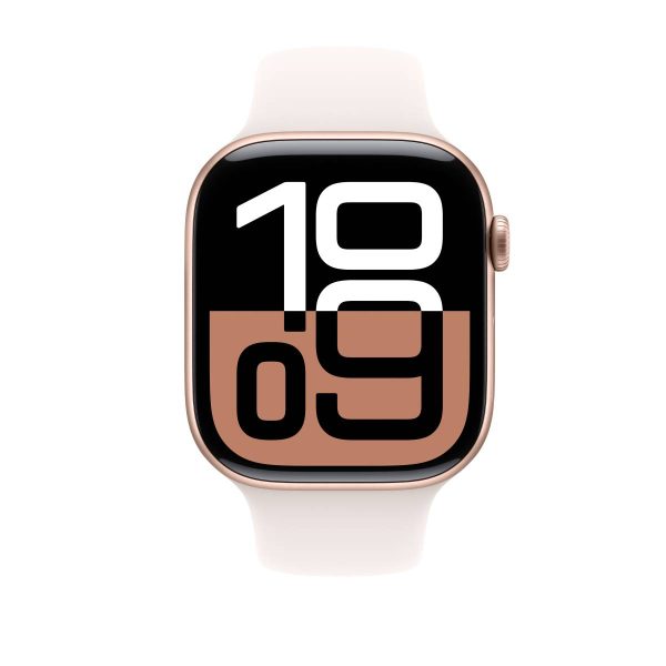 Apple Watch Series 10 GPS, 42 mm Rose Gold Aluminium Case with Light Blush Sport Band – MWWH3 (S M) on Sale