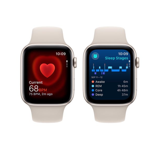 Apple Watch Series SE 2nd Gen GPS, 44mm Starlight Aluminium Case with Starlight Sport Band – MXEV3 (M L) Online now