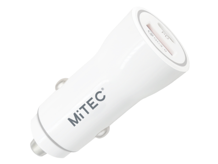 MiTEC Dual Port Car Charger- White For Cheap