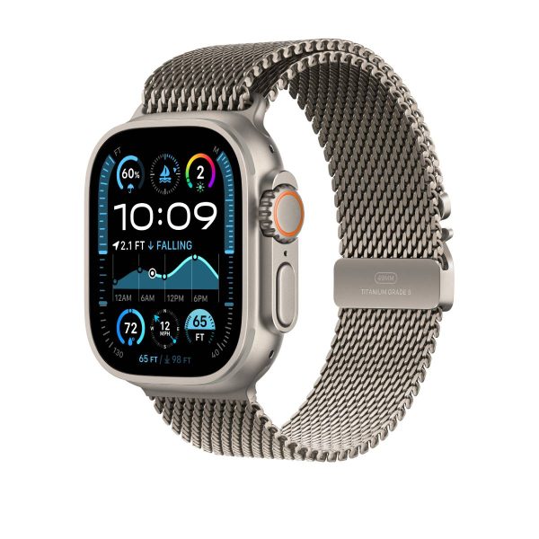 Apple Watch Ultra 2 GPS + Cellular, 49mm Natural Titanium Case with Natural Titanium Milanese Loop – MX5T3 (L) For Sale