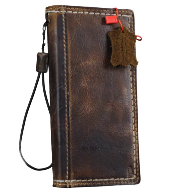 ARICHI Handmade Waxed Leather Phone Case with White Hand Stitching - Fits Samsung Galaxy S25, S24, S23, Z Fold Sale