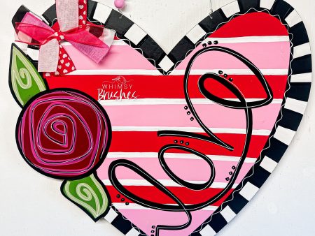 Striped Rose Heart Doorhanger Fashion