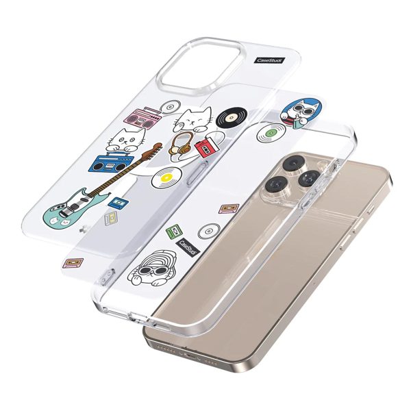 Case Studi Music Cat Case for iPhone 15 Pro (Clear) For Discount