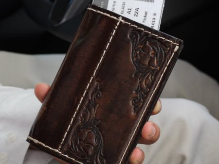 ARICHI Handmade Vintage Leather Passport Wallet Stamping Details Sale