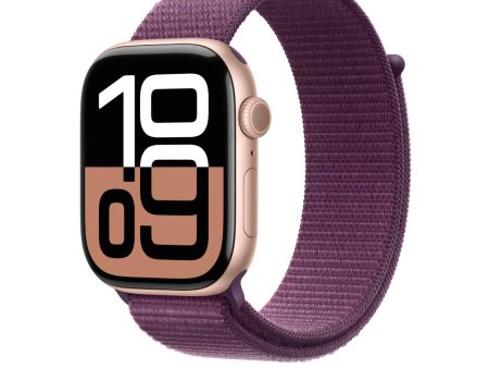 Apple Watch Series 10 GPS, 46 mm Rose Gold Aluminium Case with Plum Sport Loop – MWWV3 Sale