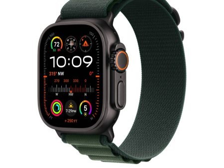 Apple Watch Ultra 2 GPS + Cellular, 49mm Black Titanium Case with Dark Green Alpine Loop – MX4R3 (Medium) Online now