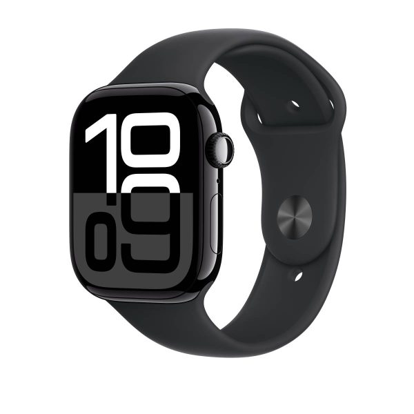 Apple Watch Series 10 GPS, 42 mm Jet Black Aluminium Case with Black Sport Band – MWWF3 (M L) Sale