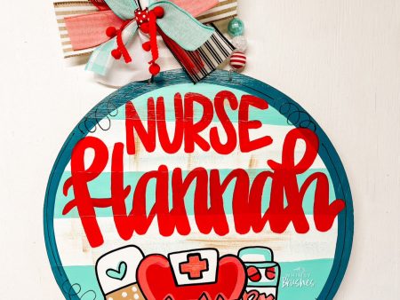 Bright Striped Nurse Doorhanger Supply