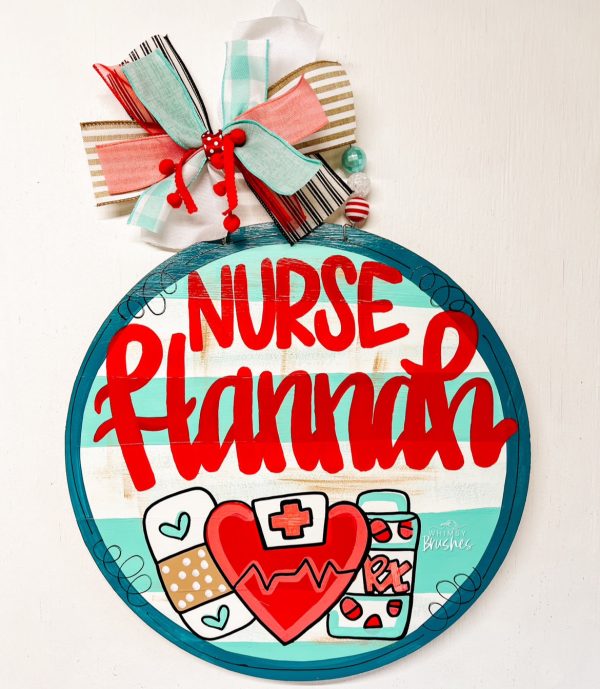 Bright Striped Nurse Doorhanger Supply