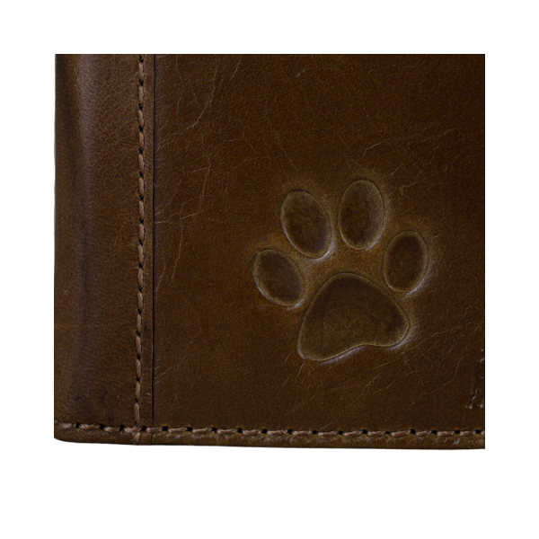 ARICHI Genuine Leather Dog Paw Case for Google Pixel – Handmade Tan Cover with Stamped Dog Paw Design & Card Slots Fashion