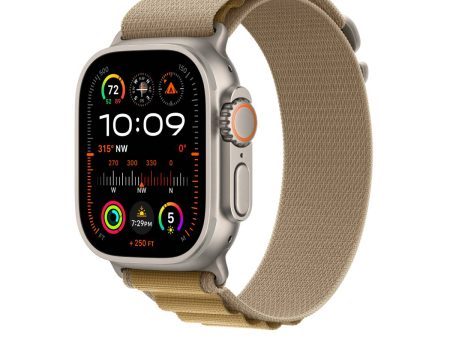 Apple Watch Ultra 2 GPS + Cellular, 49mm Natural Titanium Case with Tan Alpine Loop – MX4H3 (L) For Sale