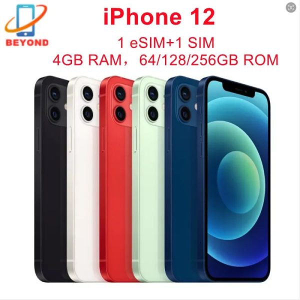 Original iPhone 12 5G 6.1  Super OLED RAM 4GB ROM 64 128 256GB A14 Bionic Face ID NFC Genuine iPhone12 95% New Mobile Phone Discount