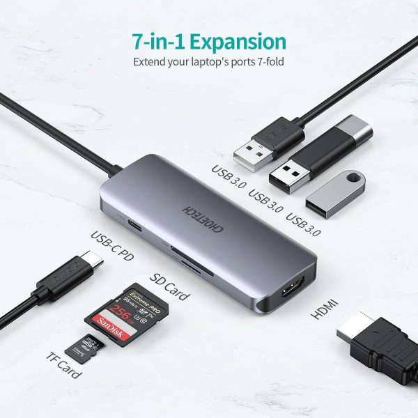 Choetech 7-in-1 USB-C to HDMI Multiport Adapter HUB-M19 (Gray) Supply