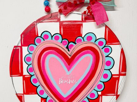 Checkered Scalloped Heart Round Online Sale