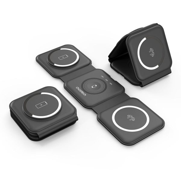 Choetech 3-in-1 Foldable Magnetic Wireless Charging Station T588-F (Black) on Sale