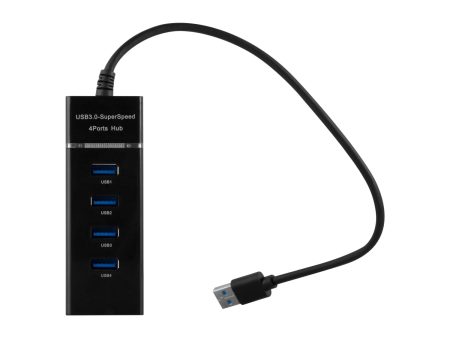 Cadorabo - 4-Port USB 3.0 Multischnittstelle USB Hub Plug & Play mit USB Stecker, Buchse und Power Supply für Geräte mit USB Ladeanschluss - Adapter Port Schnittstelle Anschluss SCHWARZ Cheap