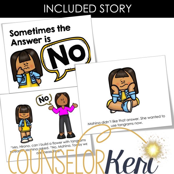 Accepting No Counseling Activity - Responding to No Lesson Kindergarten Counseling Cheap