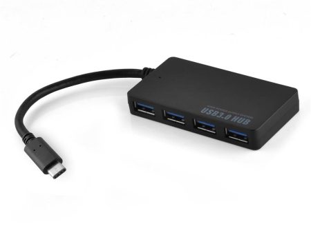 Cadorabo 4-Port USB 3.0 Multischnittstelle USB Hub Plug & Play mit USB-C Stecker Typ-C Buchse und Power Supply passend für Laptops, Tablets und modernen Geräte mit USB-C Ladeanschluss in SCHWARZ Discount