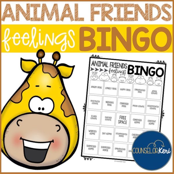 Animal Feelings Bingo Game - Emotions - Elementary School Counseling Online Hot Sale