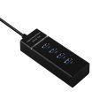 Cadorabo - 4-Port USB 3.0 Multischnittstelle USB Hub Plug & Play mit USB Stecker, Buchse und Power Supply für Geräte mit USB Ladeanschluss - Adapter Port Schnittstelle Anschluss SCHWARZ Cheap