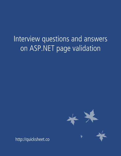 Interview questions and answers on ASP.NET page validation Supply