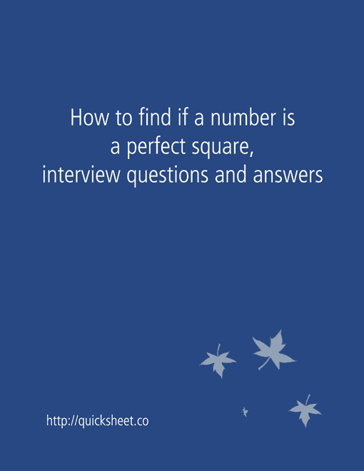 How to find if a number is a perfect square, interview questions and answers Discount