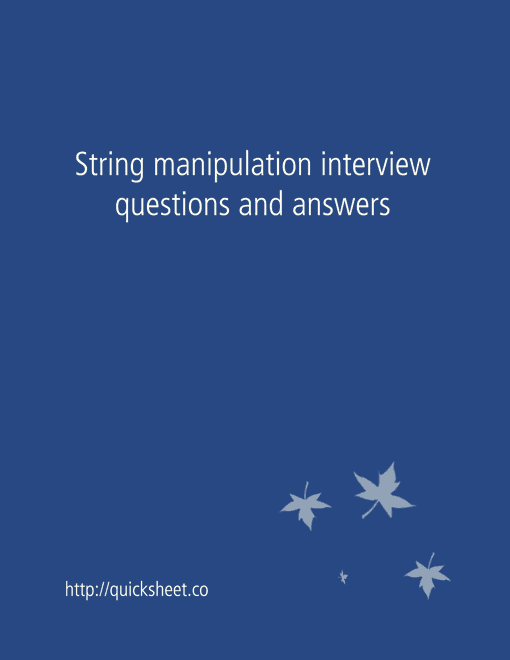 String manipulation interview questions and answers Online now