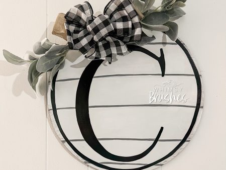 Custom Initial Shiplap Round Doorhanger on Sale