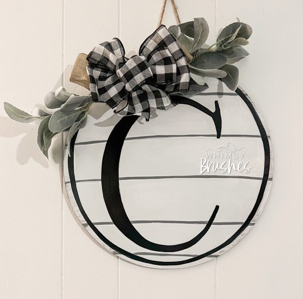 Custom Initial Shiplap Round Doorhanger on Sale