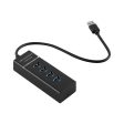 Cadorabo - 4-Port USB 3.0 Multischnittstelle USB Hub Plug & Play mit USB Stecker, Buchse und Power Supply für Geräte mit USB Ladeanschluss - Adapter Port Schnittstelle Anschluss SCHWARZ Cheap