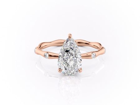 The Samantha Set With A 4.5 Carat Pear Moissanite For Sale