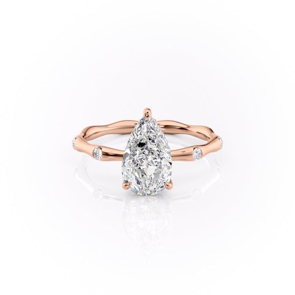 The Samantha Set With A 4.5 Carat Pear Moissanite For Sale