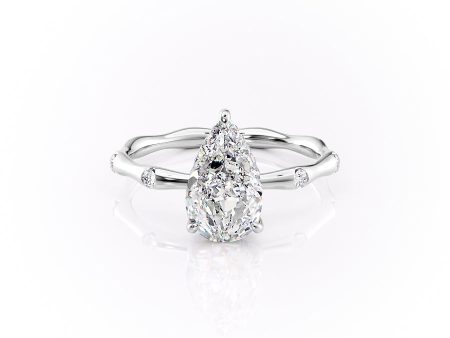 The Samantha Set With A 4 Carat Pear Moissanite For Sale