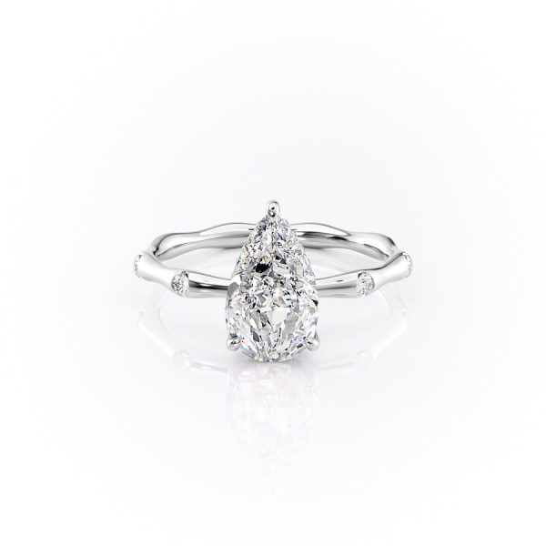 The Samantha Set With A 4 Carat Pear Moissanite For Sale