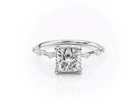 The Penelope Set With A 5 Carat Princess Moissanite on Sale