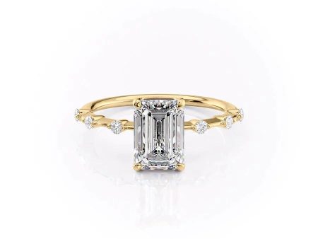 The Penelope Set With A 3 Carat Emerald Moissanite For Cheap