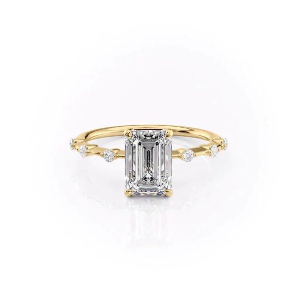 The Penelope Set With A 3 Carat Emerald Moissanite For Cheap