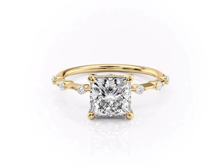 The Penelope Set With A 4.5 Carat Princess Moissanite on Sale